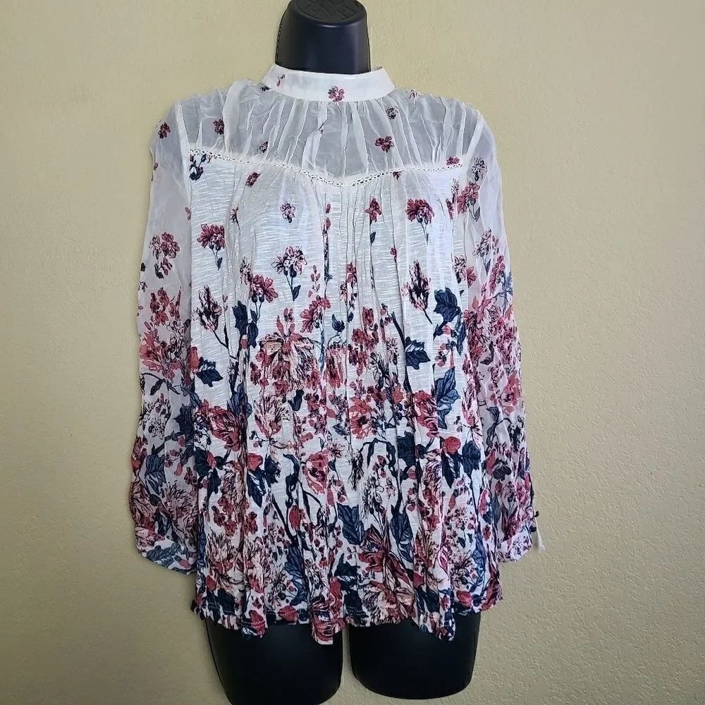 Lucky Brand Sheer Boho Top